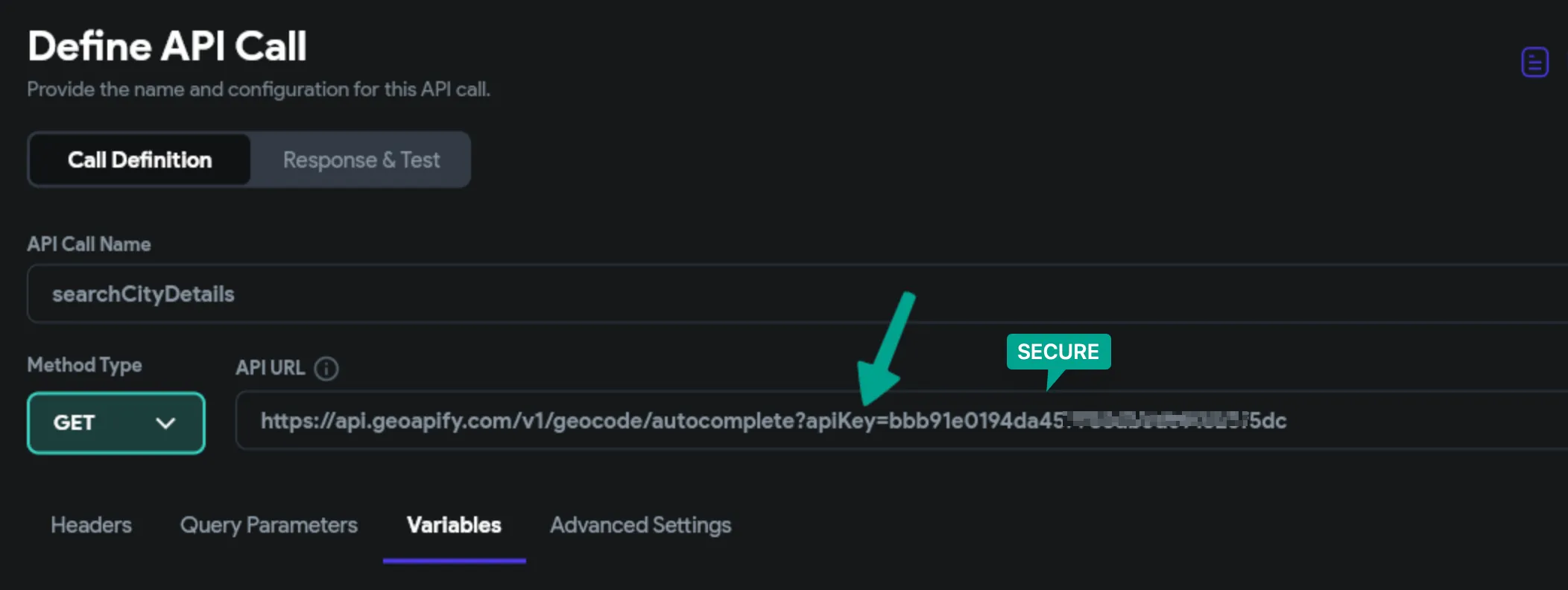 Ключ API отсутствует в клиентском коде