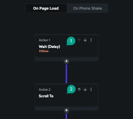 Действие Delay перед Scroll To