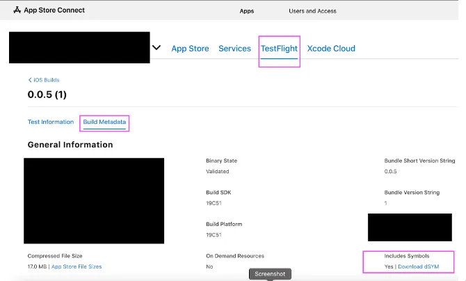 Скачивание dSYM в App Store Connect