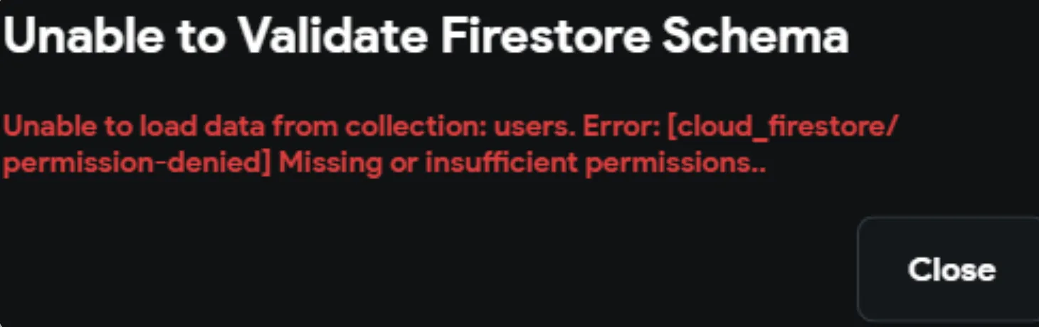 Ошибка проверки схемы Firestore