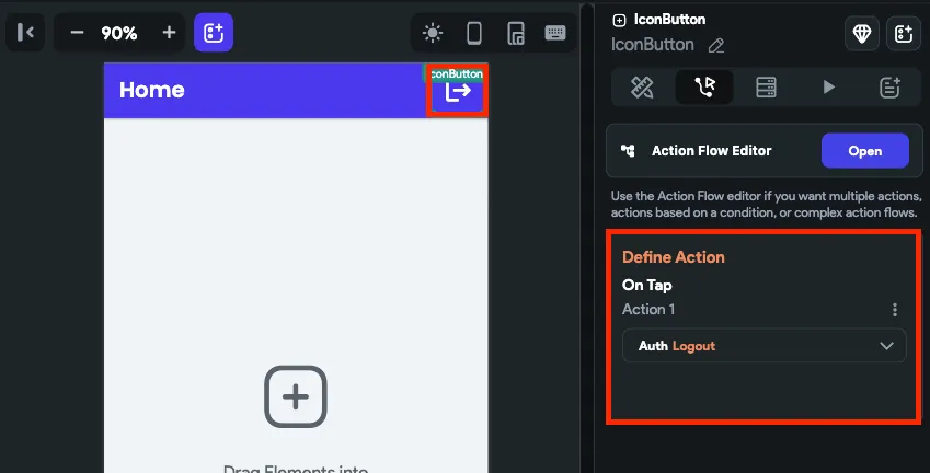 Действие Logout