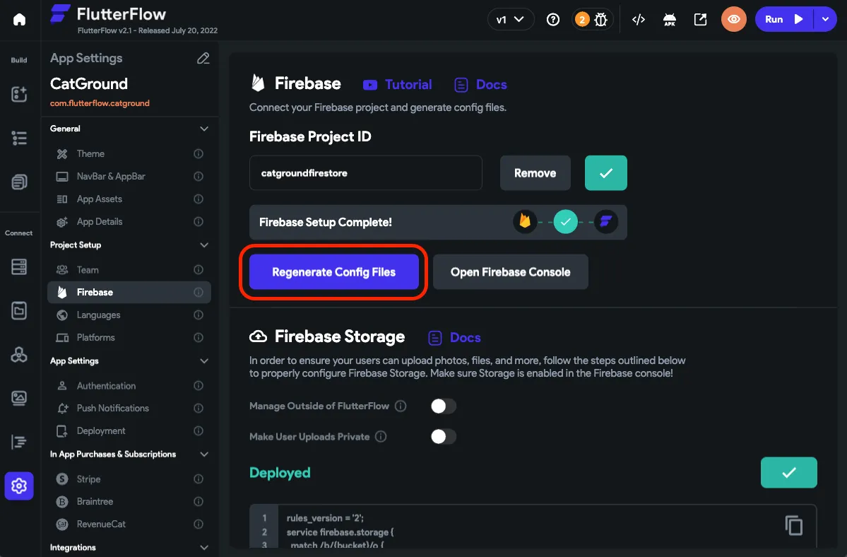 Кнопка Regenerate Config Files