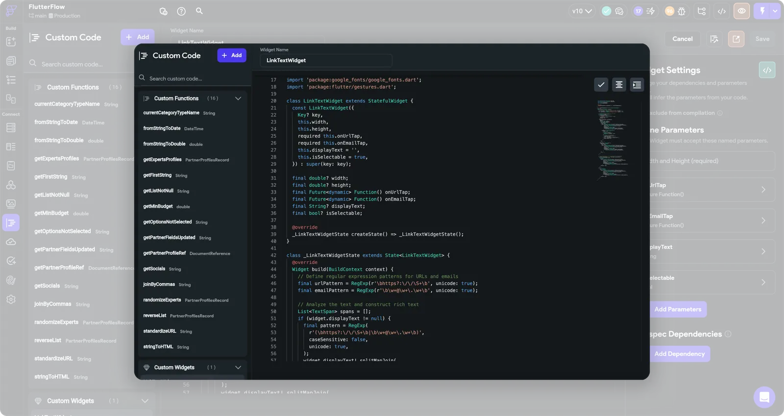 Редактор своего кода на Dart внутри FlutterFlow